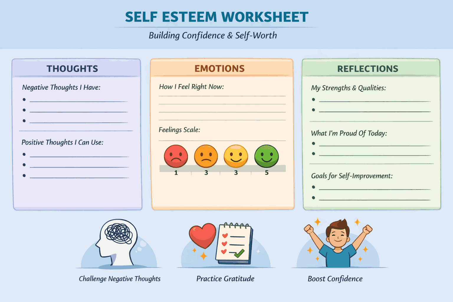 Self Esteem Worksheets A Practical and Powerful Tool for Building Confidence and Emotional Strength